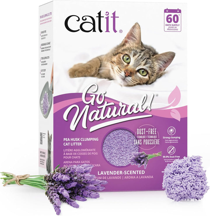 Catit Go Natural!, klumpende Katzenstreu, aus Erbsenhülsen, mit Lavendelduft, 2 x 2.8 kg (5.6Kg), La