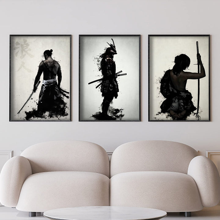 IUNTWEIE Japanische Samurai Leinwand Bilder, Japanische Bushido Poster Wandkunst, Krieger Leinwand M