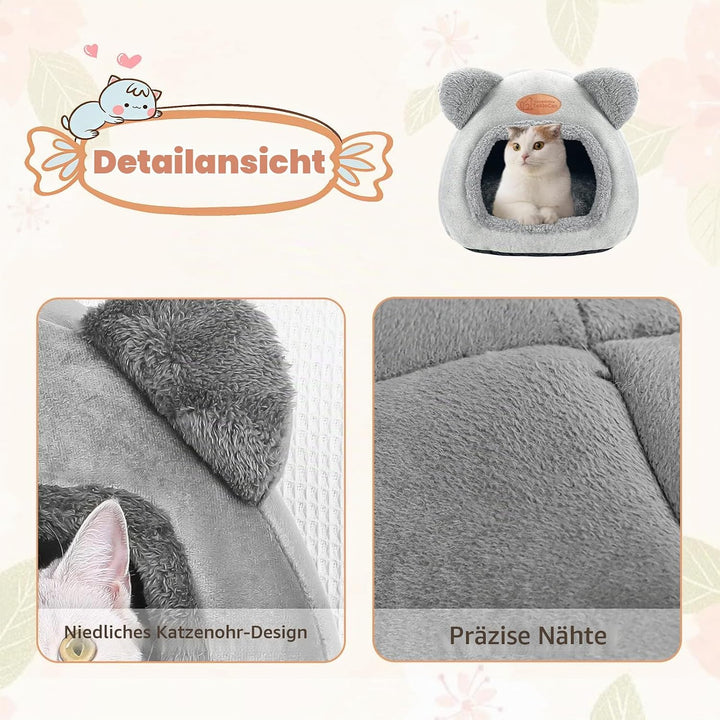 Katzenhöhle Katzenbett Waschbares Katzenhaus Haustierbett Weiches Komfort Zelt Katzenstreu Bett Warm