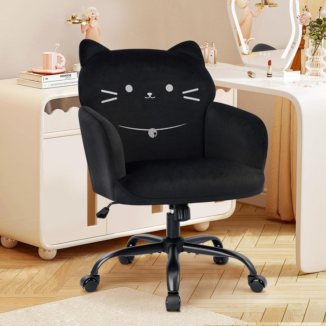 IWMH Bürostuhl,Ergonomisch Homeoffice Stuhl mit breiter Sitzfläche,Schreibtischstuhl mit Katzenmotiv