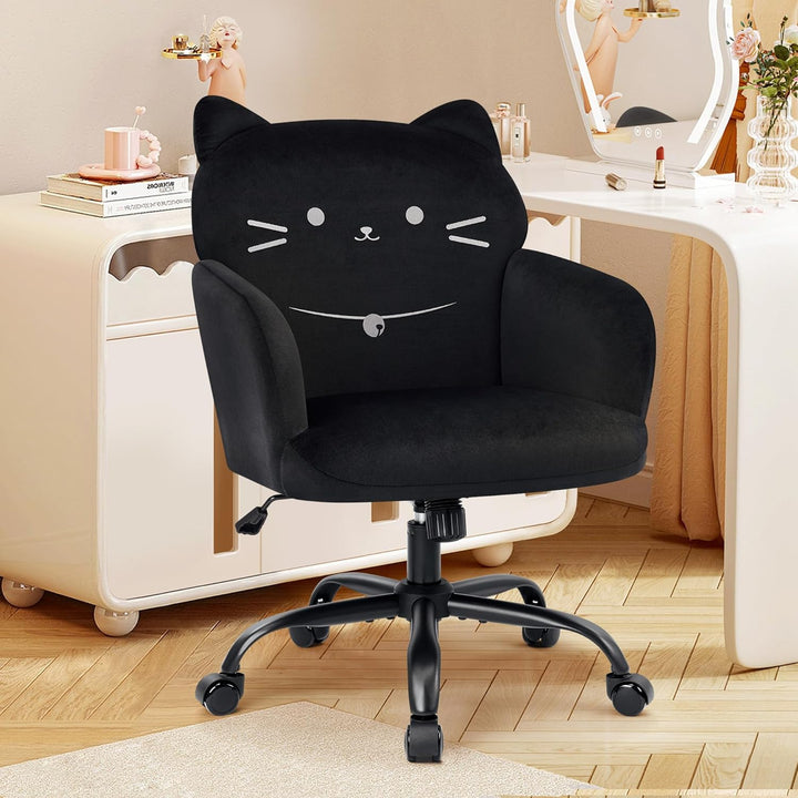 IWMH Bürostuhl,Ergonomisch Homeoffice Stuhl mit breiter Sitzfläche,Schreibtischstuhl mit Katzenmotiv