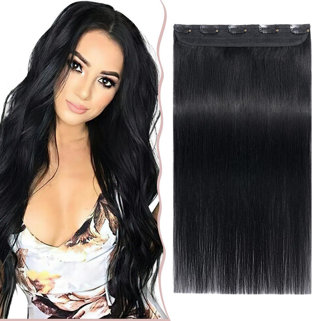 SEGO Clip in Hair Extensions Echthaar Haarverlängerungen Kopf Haar Verlängerungen 5 Clips ein Tresse