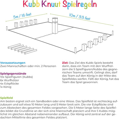 Toyfel XXL Kubb Spiel Knuut - FSC® Holzspiel mit Stoffbeutel – Spannendes Schweden Schach aus Kiefer