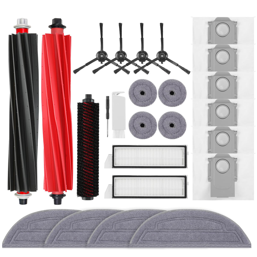 VIEWALL Zubehör für Roborock S8 MaxV Ultra Staubsauger,2 Hauptbürsten,4 HEPA-Filter,4 Mopps,4 Seite