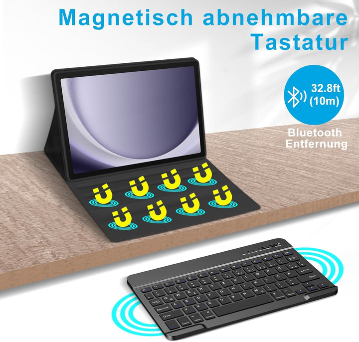aMZCaSE Bluetooth-Tastaturgehäuse für Samsung Galaxy Tab A9+/ A9 Plus 11 Zoll 2023(SM-X210/X216/X218