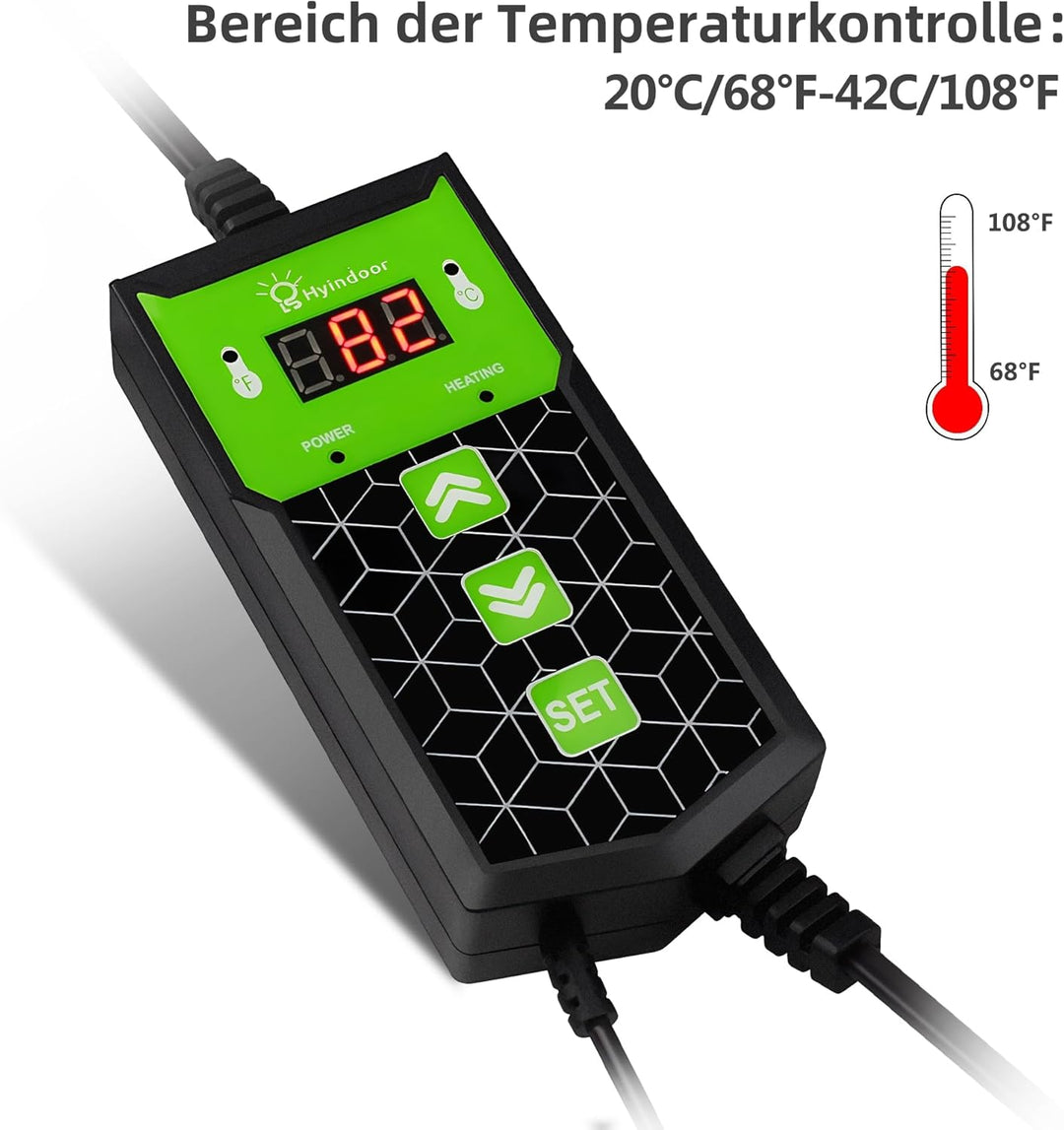 Hyindoor Heizmatte mit Thermostat wasserdichte Sämling Wärmematte Heizmatte Pflanzen Heizkissen für