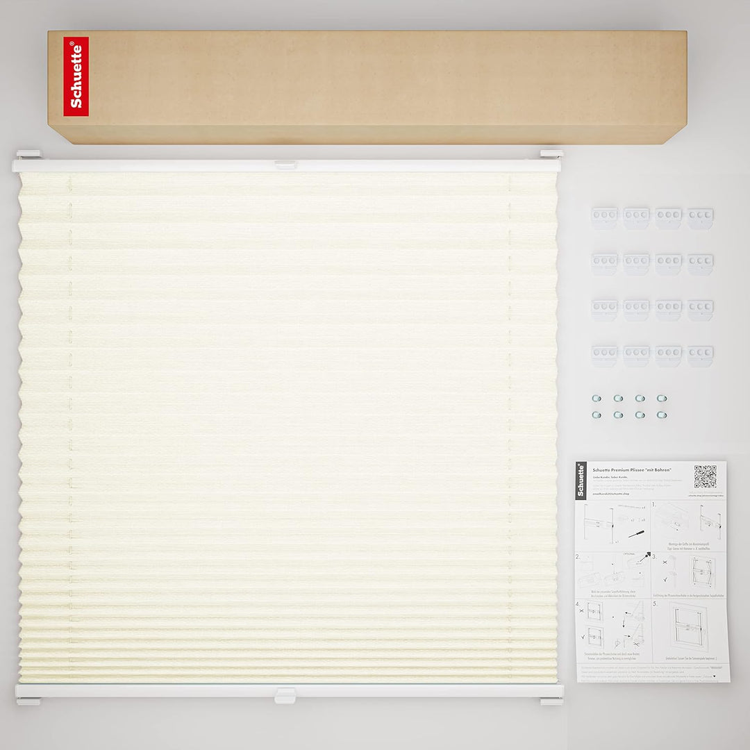 Schuette® Plissee mit Bohren zum Anschrauben ● Dolomite Kollektion: Vanilla Sky (Beige) ● 120x100cm