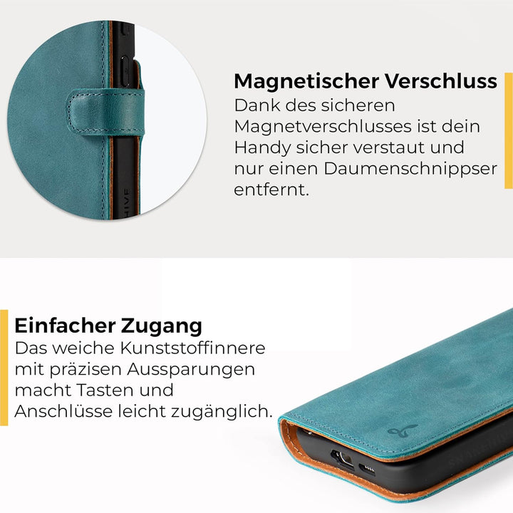 Snakehive Galaxy S23 Hülle Leder | Stylische Handyhülle mit Kartenhalter & Standfuss | Handyhülle Sc