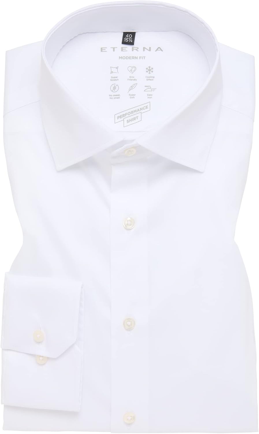ETERNA Male Performance Shirt unifarben MODERN FIT 39 Weiss, 39 Weiss