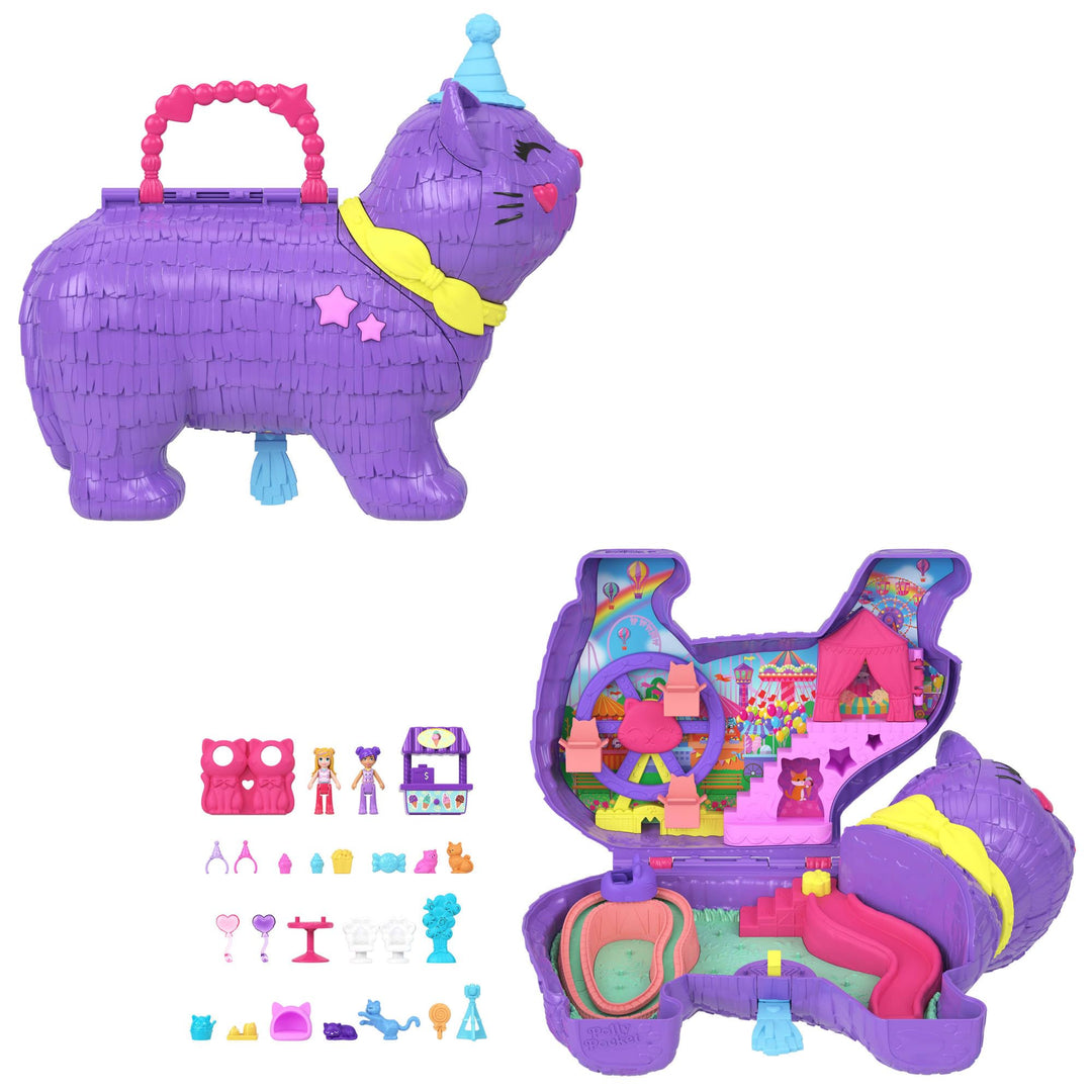 Polly Pocket Mikropuppen & Spielset mit 23 Überraschungs-Zubehörteilen, inklusive Tieren, Geburtstag