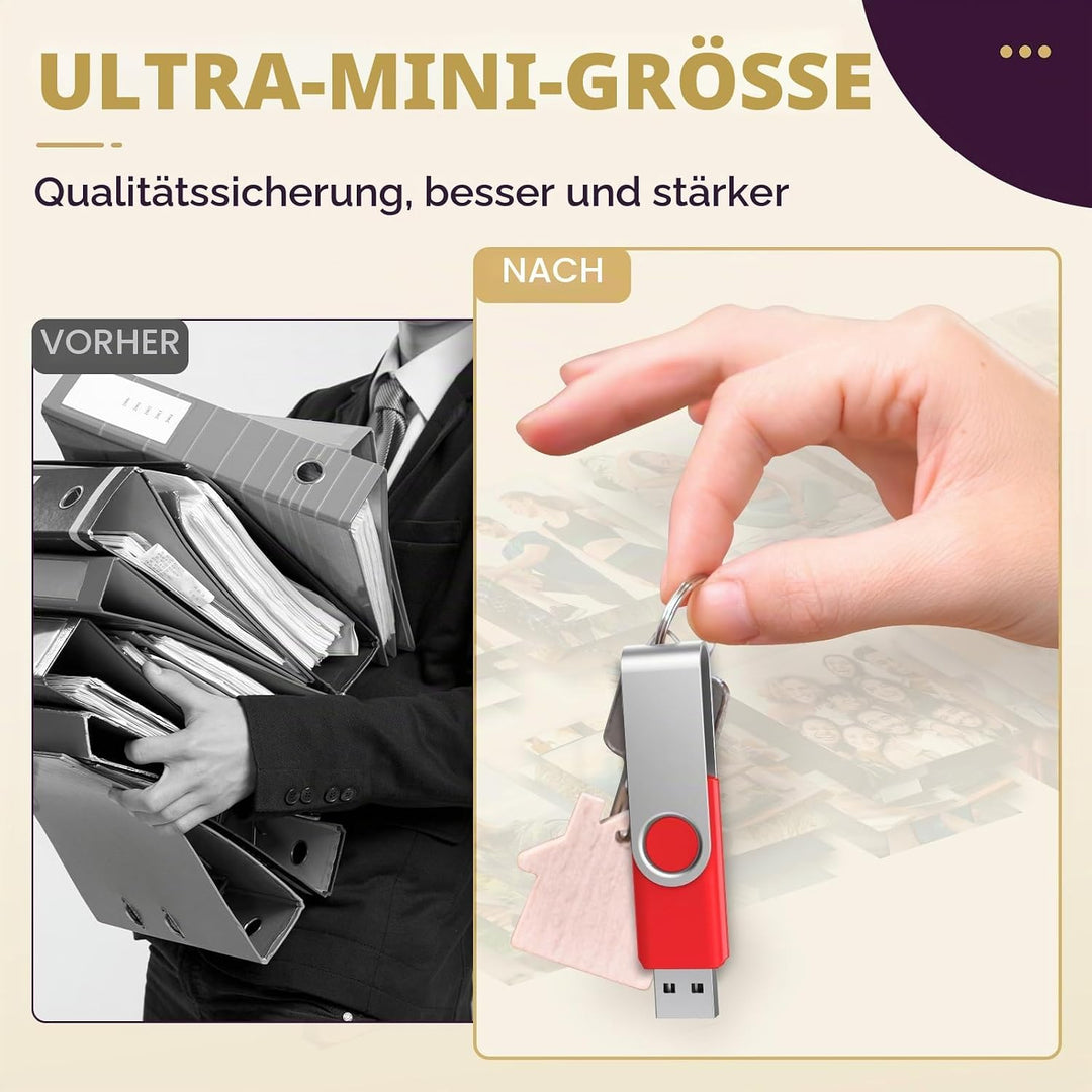 10 Stück Speichersticks 8GB USB-Stick Einklappbar USB 2.0 Memory Sticks 8 GB Flash Drive Rote Datena