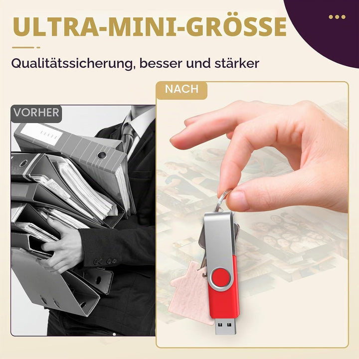 10 Stück Speichersticks 8GB USB-Stick Einklappbar USB 2.0 Memory Sticks 8 GB Flash Drive Rote Datena