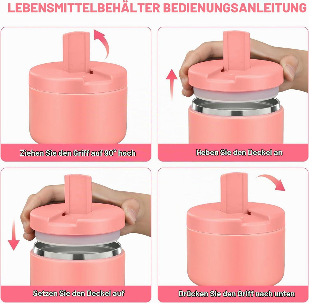 Itslife Thermobehälter für Essen 350ml Edelstahl Warmhaltebebehälter, Auslaufsicherer Lunchbehälter