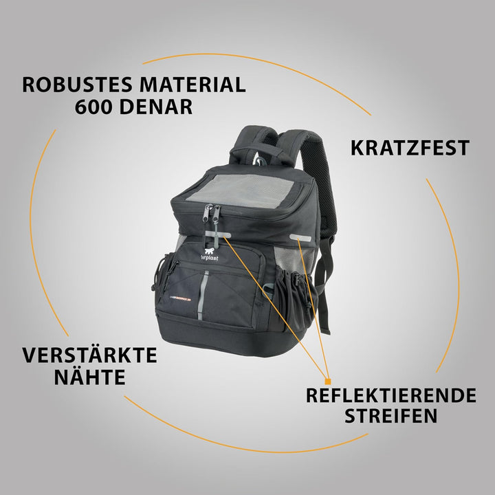Ferplast Hunderucksack Voyager Backpack, Katzenrucksack, Hundetasche, Hundebox, Weite Öffnung, verst