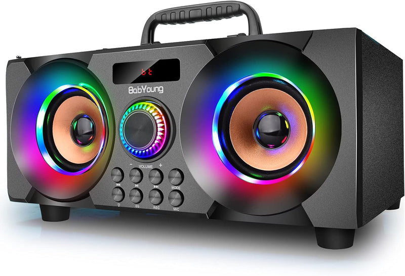 Bluetooth Lautsprecher 60W(80W Gipfel) Tragbarer Musikbox, mit Subwoofer, FM Radio, LED-Bunte Lichte