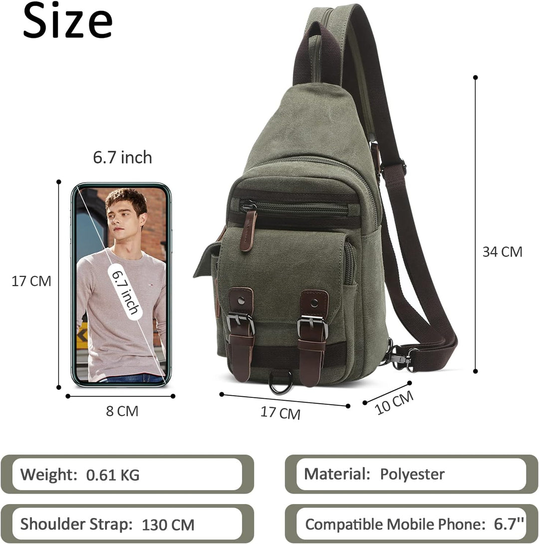 VARLIVOO Herren Sling Bag Retro Crossbody Bag Klein Umhängetaschen Schultertasche Outdoor Sportarten