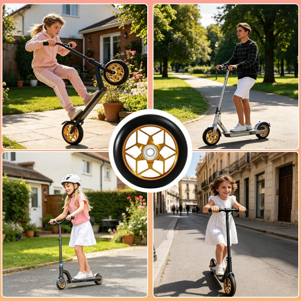 Stunt Scooter Räder 110 mm,2 Stück Stunt Scooter Reifen mit 88A,Aluminium Stunt Scooter Rollen mit A