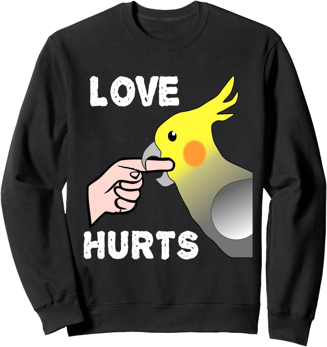 Liebe schmerzt Nymphensittich Papagei beissen Finger Sweatshirt