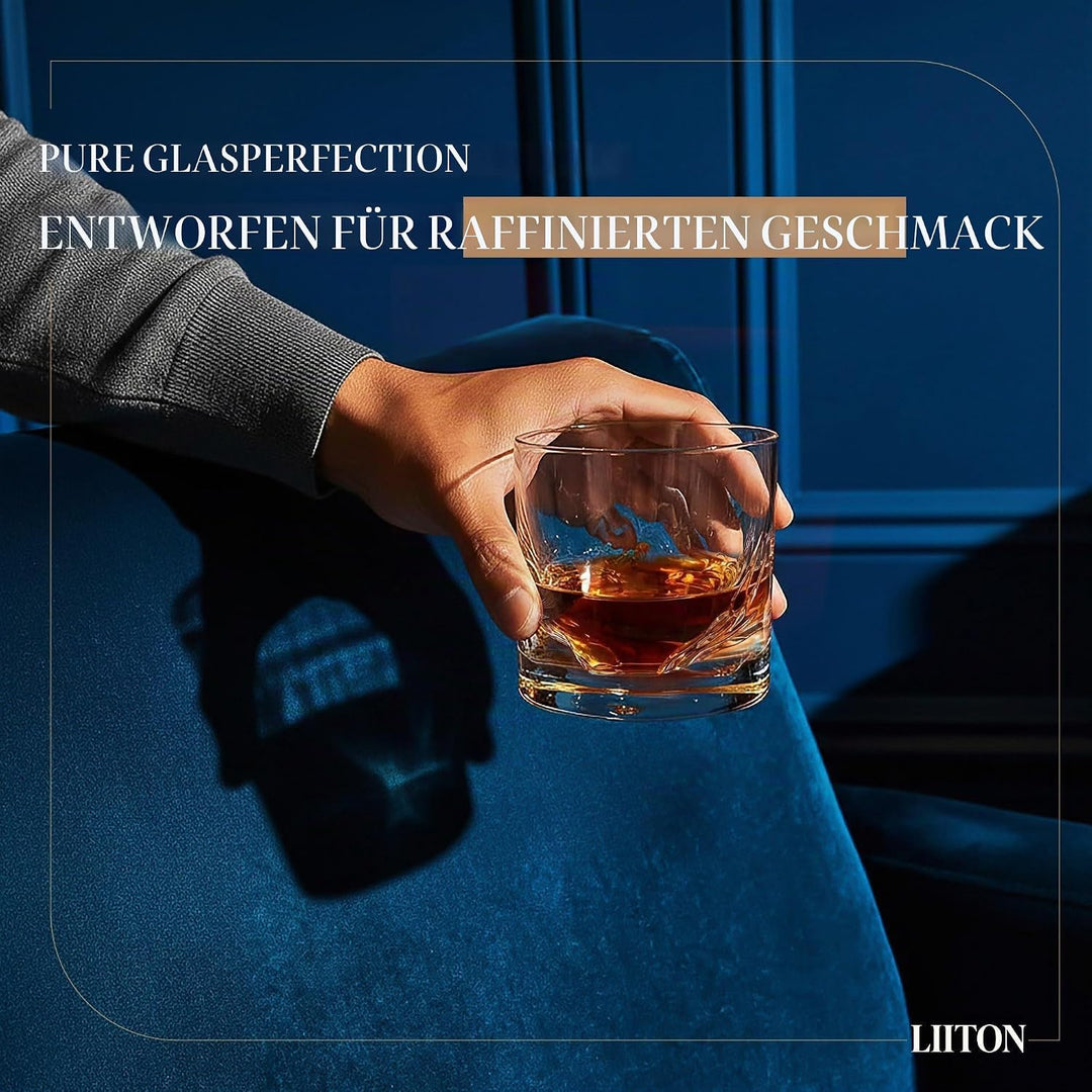 LIITON Whisky Gläser aus Kristallglas, Tumblergläser, Geschenke für Männer für Cocktails, Gin, Bourb