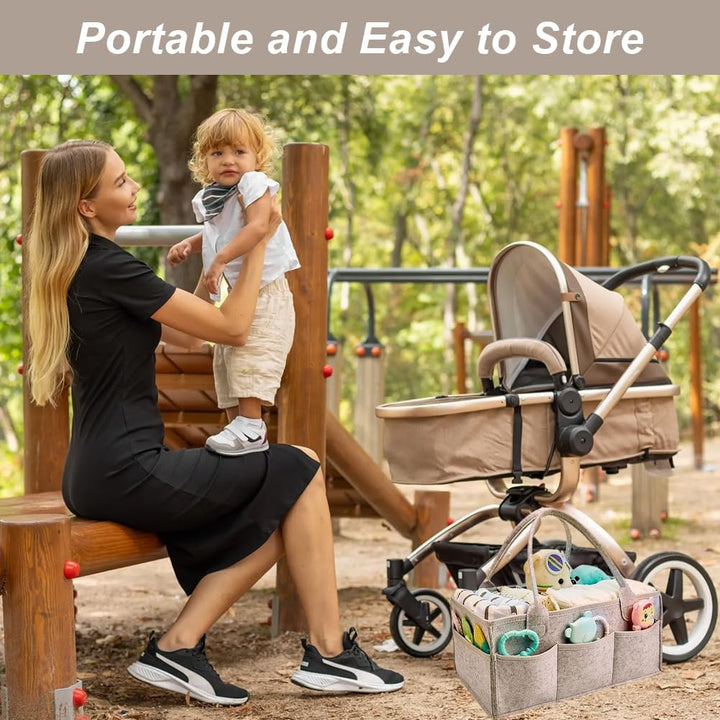 Wickeltasche Organizer,Baby Windel Caddy Organizer,Tragbarer Filztasche mit Fächern Wickelorganizer,