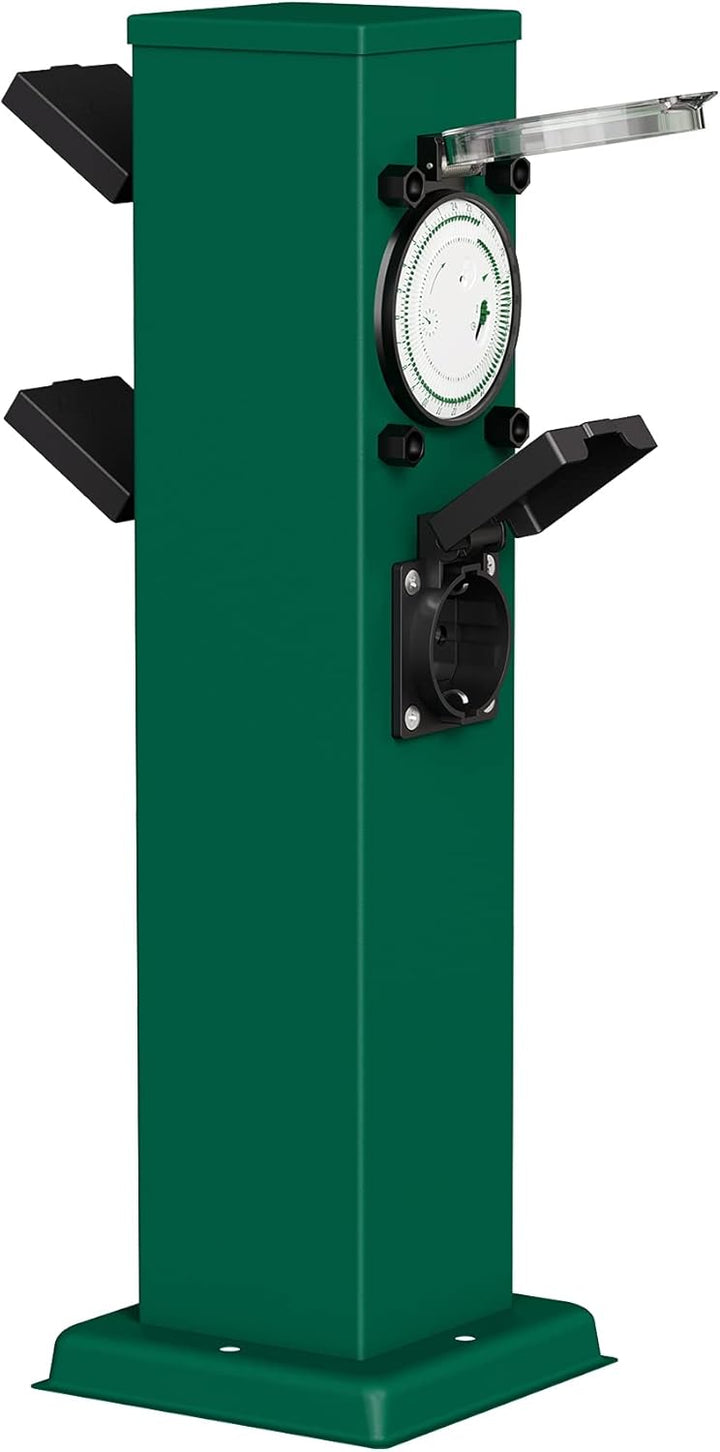 ledscom.de Garten-Steckdosen-Säule Polly mit Erdspiess für aussen, IP44, 3-Fach mit Timer/Zeitschalt