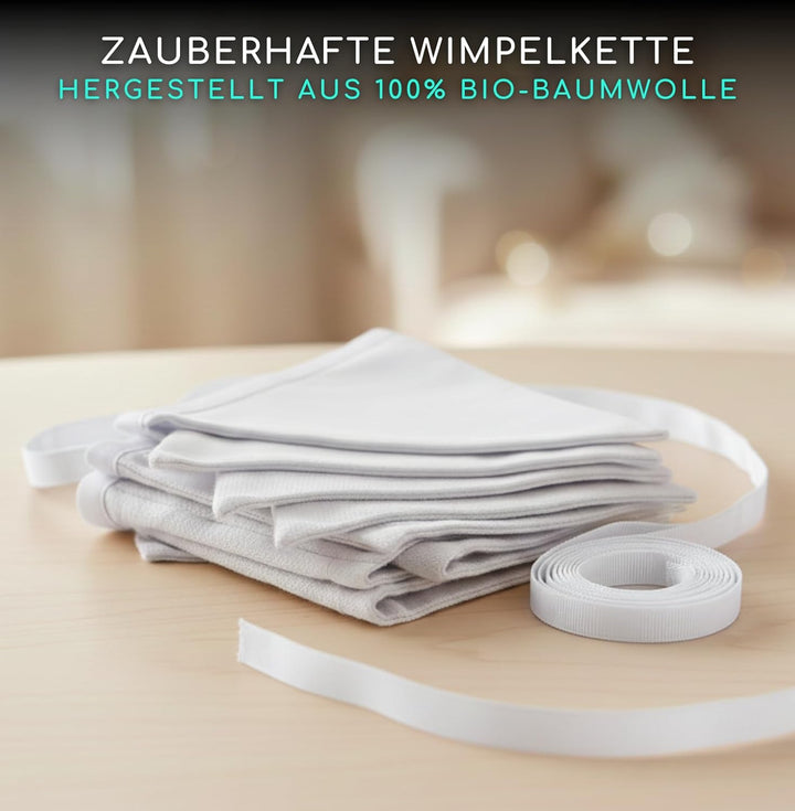 Gemütliches Hausbett Deko Set 3-TLG Hausbett Himmel, Ohne Lichterkette – 2X Betthimmel + Wimpelkette