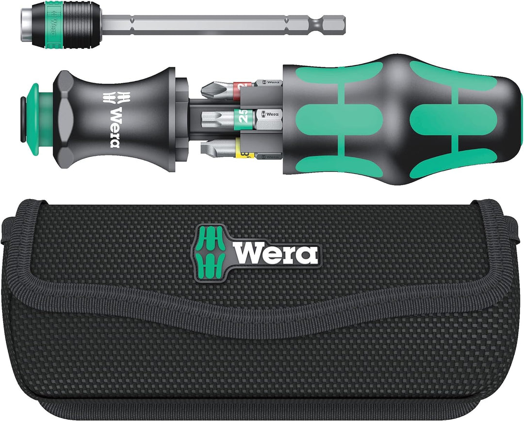 Wera 05051016001 Kraftform Kompakt 20 Tool Finder 1, mit Tasche, 7-teilig, Schwarz Grün, One size &