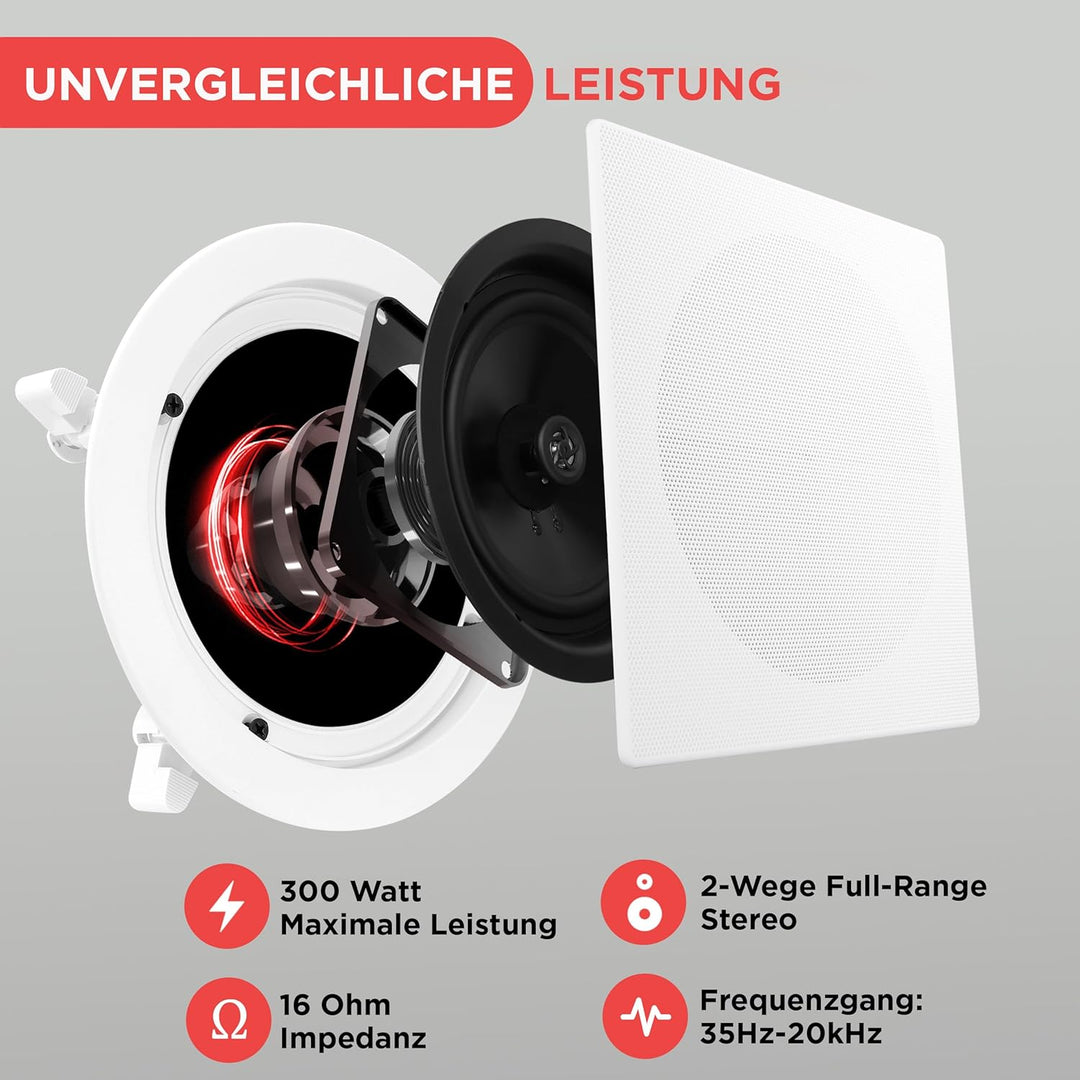 Pyle PDIC16106 Lautsprecher (2-Wege, 2.0 Kanäle, kabelgebunden, 35 – 20.000 Hz, 16 Ohm, weiss)