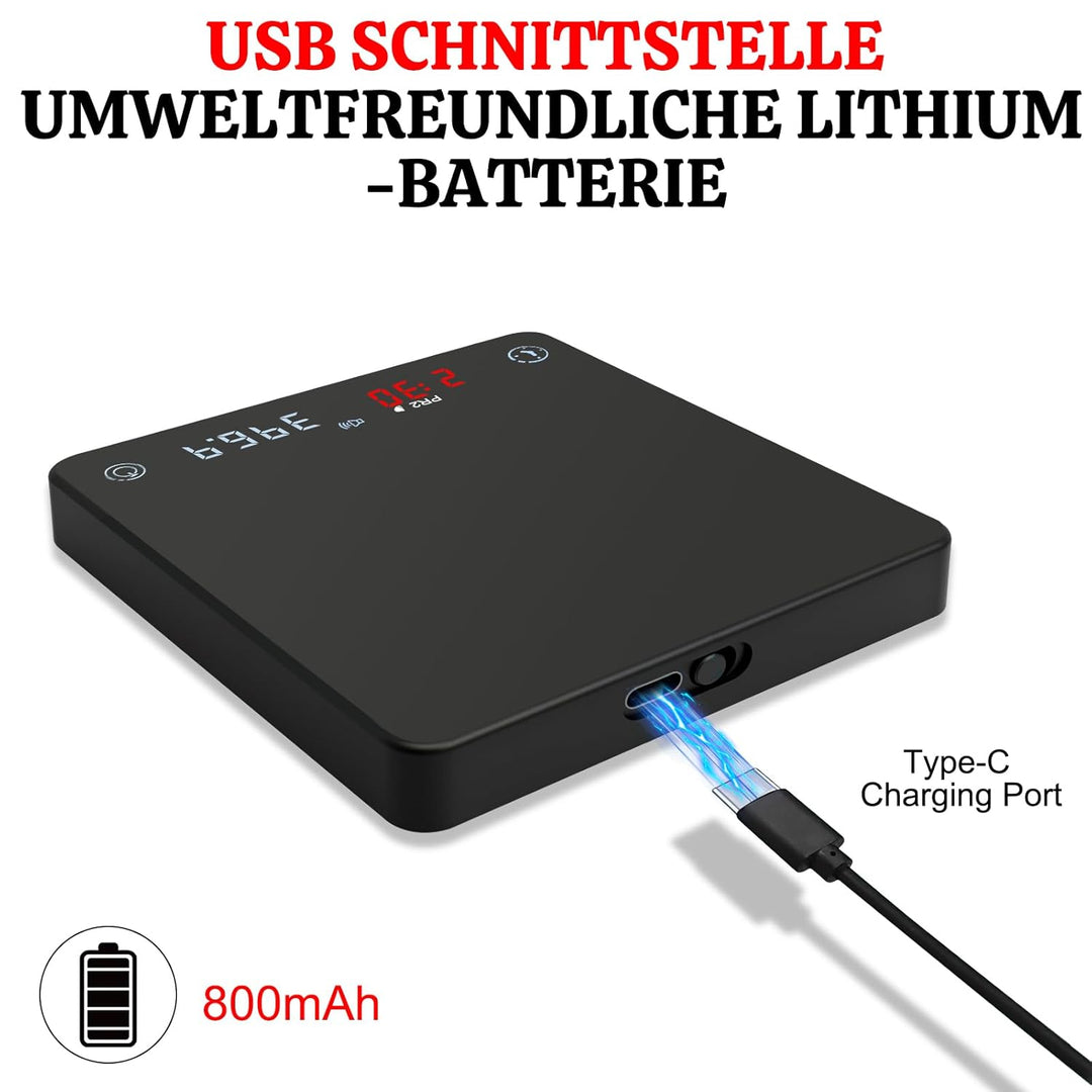 Mini Kaffeewaage mit Timer, Hochpräzise 2kg/0.1g Digitale Küchenwaage für Espresso & Kaffeezubereitu
