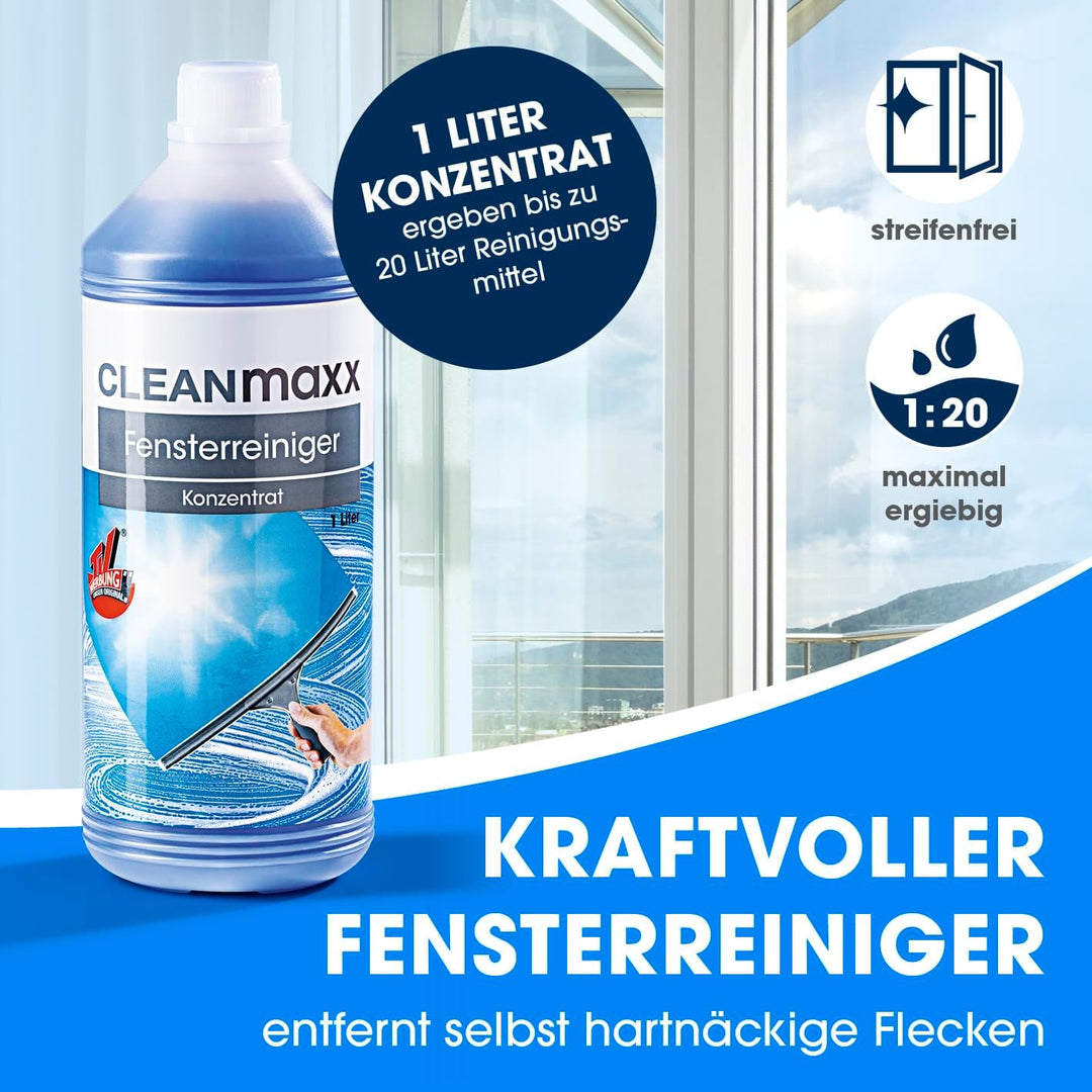 CLEANmaxx Fensterreiniger 7er Set | Einfaches & effektives Putzen | Fensterputzer Komplett-Set mit E