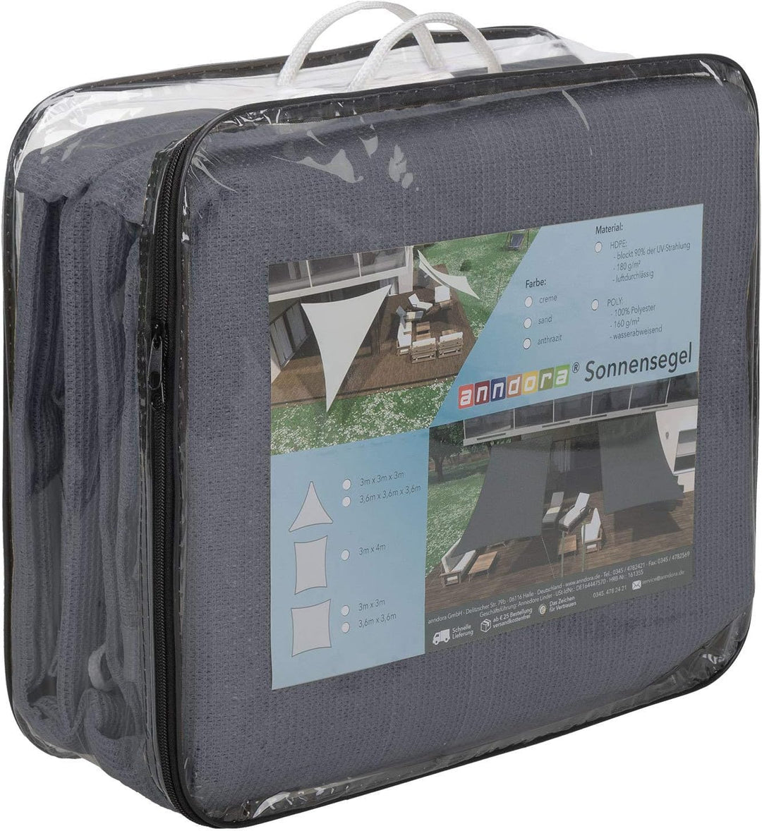 Sonnensegel luftdurchlässig 3m Quadrat Sonnenschutz HDPE - anthrazit Anthrazit 3m quadrat HDPE, Anth