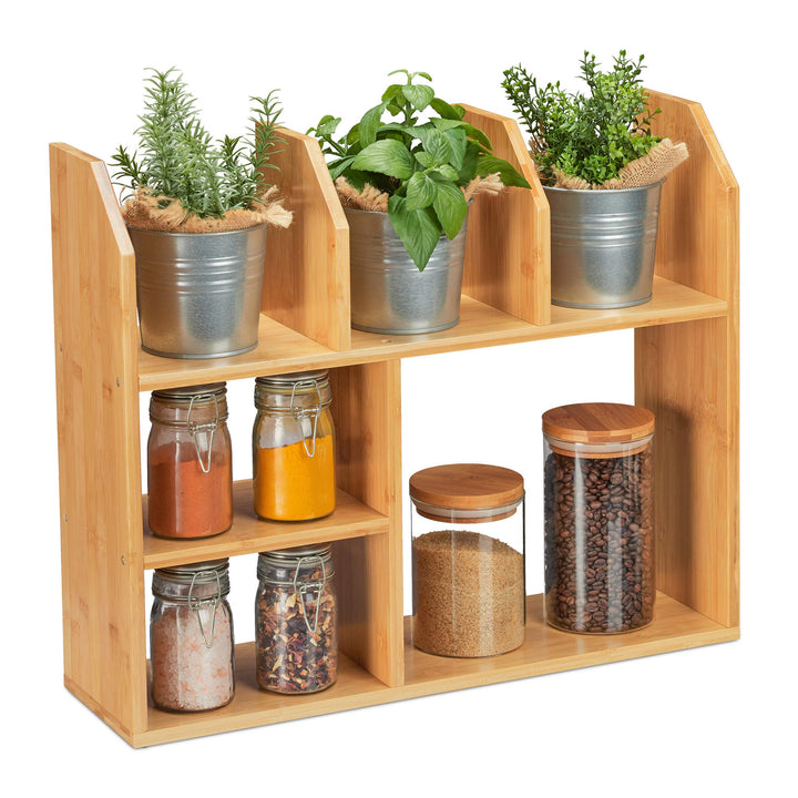 Relaxdays Bambusregal, 6 Fächer, HBT: 45,5 x 55 x 16 cm, stehend, für Küche, Bad & Wohnzimmer, Deko