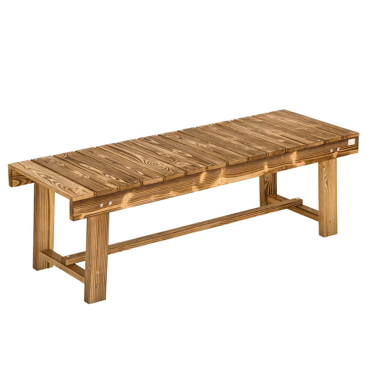 Outsunny Gartenbank, 2-Sitzer Holzbank, Sitzbank, Gartenmöbel, Rustikale Bank, Massivholz, Dunkelbra