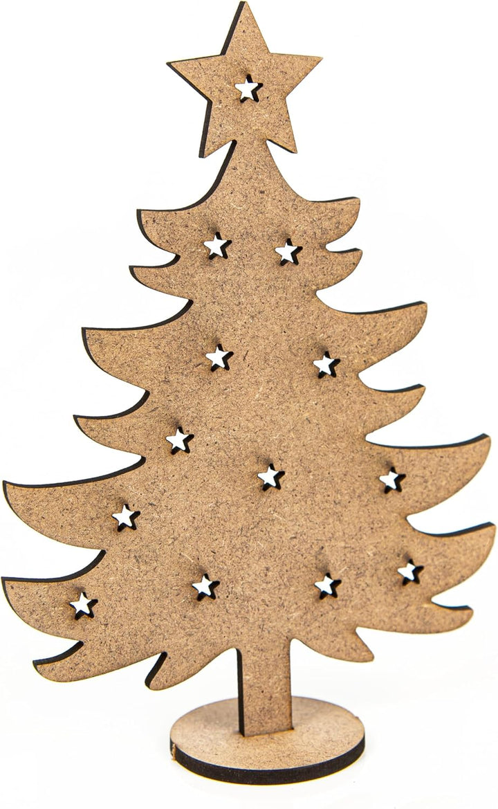 Logbuch-Verlag 10 Weihnachtskarten DIN A6 inkl. Kuverts + Weihnachtsbaum Miniatur aus Holz - Geschen