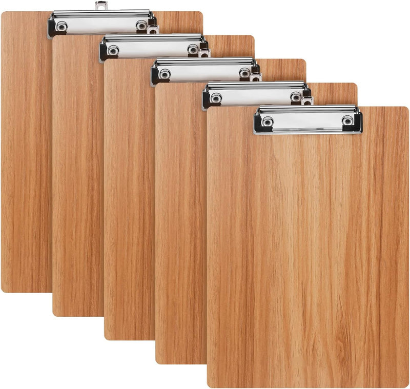 Klemmbrett Holz A4,5 Stück Schreibbrett Klemmbretter mit Metalklemme, Schreibplatte Clipboard Zwisch