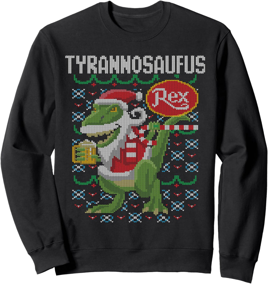 Tyrannosaufus T-Rex Bier Dynosaurier Ugly Christmas Sweater Sweatshirt