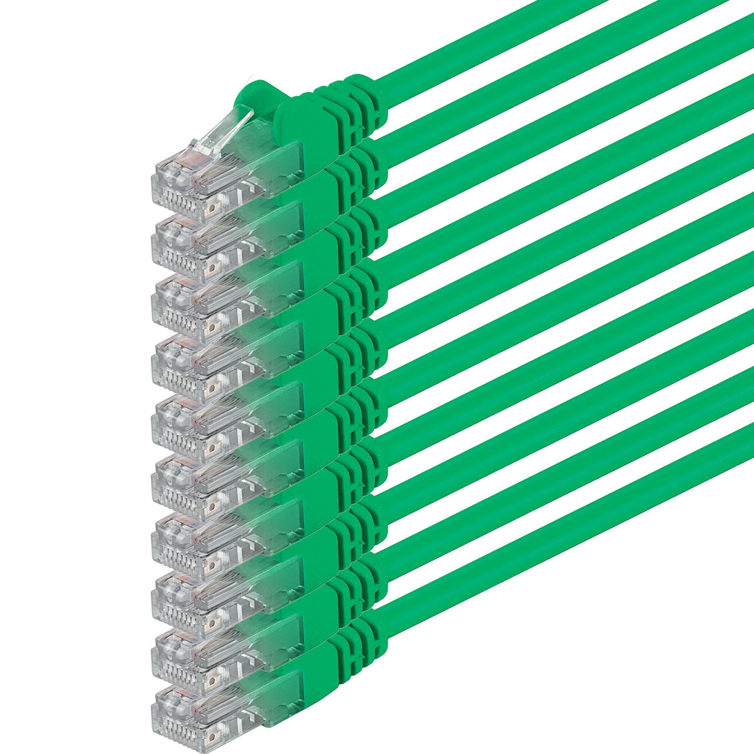 1aTTack.de 0,25m - grün - 10 Stück - (PACK) - CAT.6 CAT6 Ethernet-Lan-Netzwerk-Kabel 1000 Mbit/s Pat