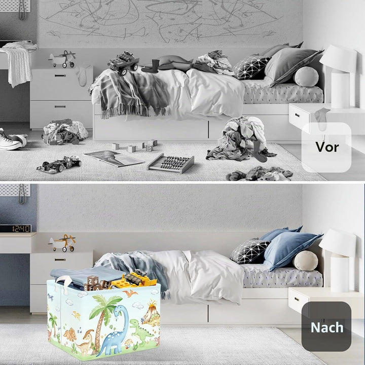 Dinosaurier Kinder Wäschekorb Faltbar für Jungen Mädchen Gross Kleidung Spielzeug Aufbewahrungskorb