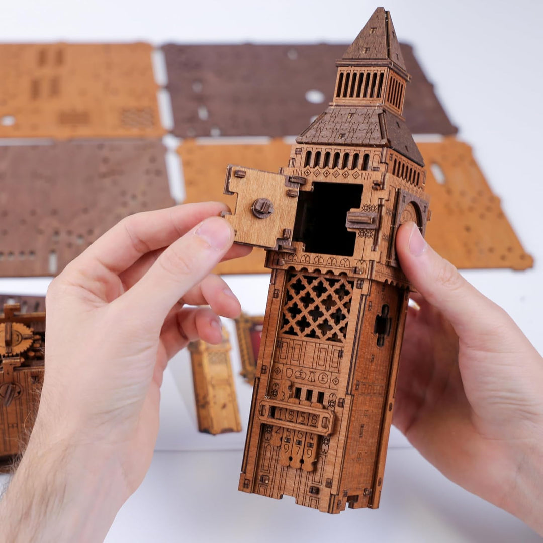 Holzpuzzle Box Big Ben - 3D Holzpuzzle für Erwachsene | Escape Room Challenge | Cluebox Style Holz T