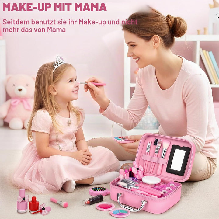 Dreamon Kinderschminke mädchen, Waschbar Make up Spielzeug für Mädchen Kinder Nagellacke mit Koffer