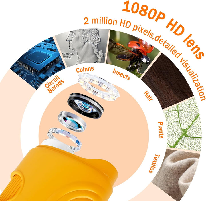 LURICO Digitales Mikroskop für Kinder, 1000X tragbares Taschenmikroskop mit 4K 2.0" Bildschirm Kinde