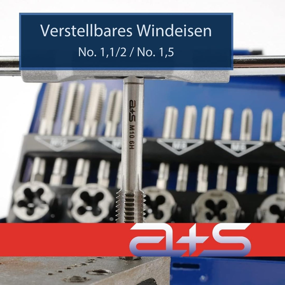 a+s Albrecht & Schulte 32 tlg. Gewindeschneid Satz metrisch M3-M12 | Handgewindebohrer + Gewindeschn