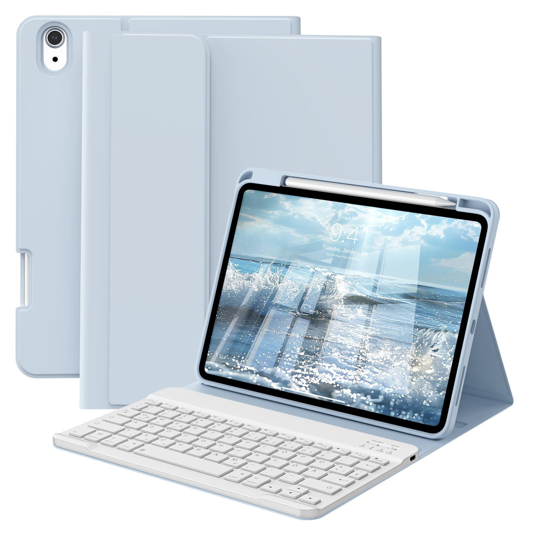 Hülle mit Tastatur für iPad A16 11 Generation 2025/10 Generation 2022(11/10.9 Zoll), Soft TPU Rücksc