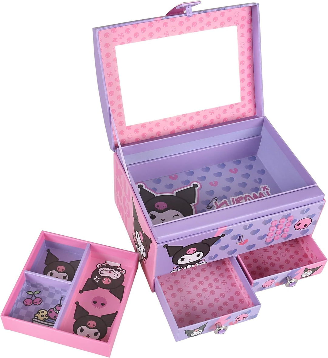 sarcia.eu Schmuckkästchen mit Spiegel, abschliessbare Box mit Zahlencode für Mädchen, 20 x 12 x 14 c