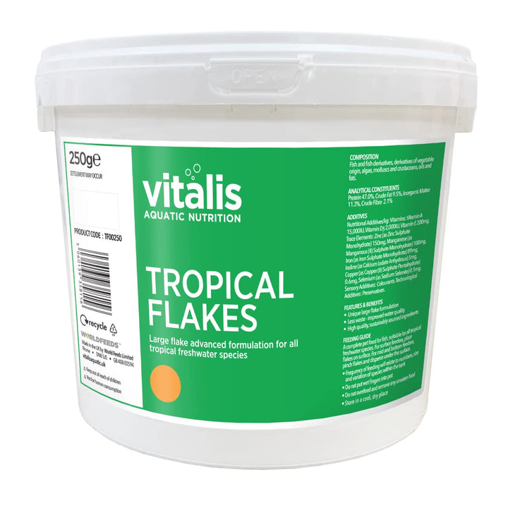 Vitalis Tropical Flakes Fischfutter Flockenfutter für Süsswasser-Fische - Hauptfutter Flocken Futter