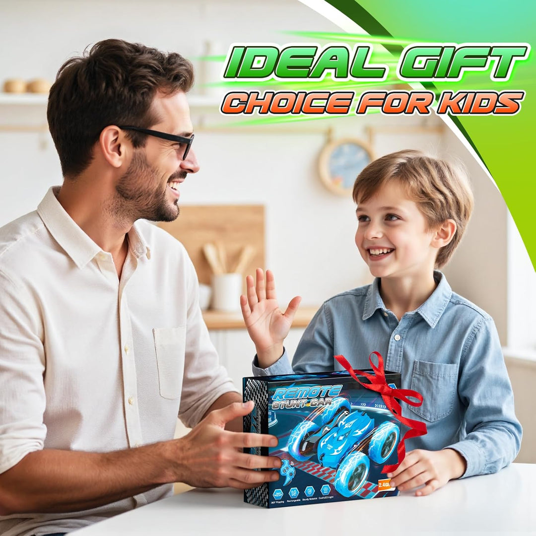 Ferngesteuertes Auto, 2,4GHz RC Auto Spielzeug ab 3-9 Jahre Junge, 360° Flip, Drehbare, LED Blinken,