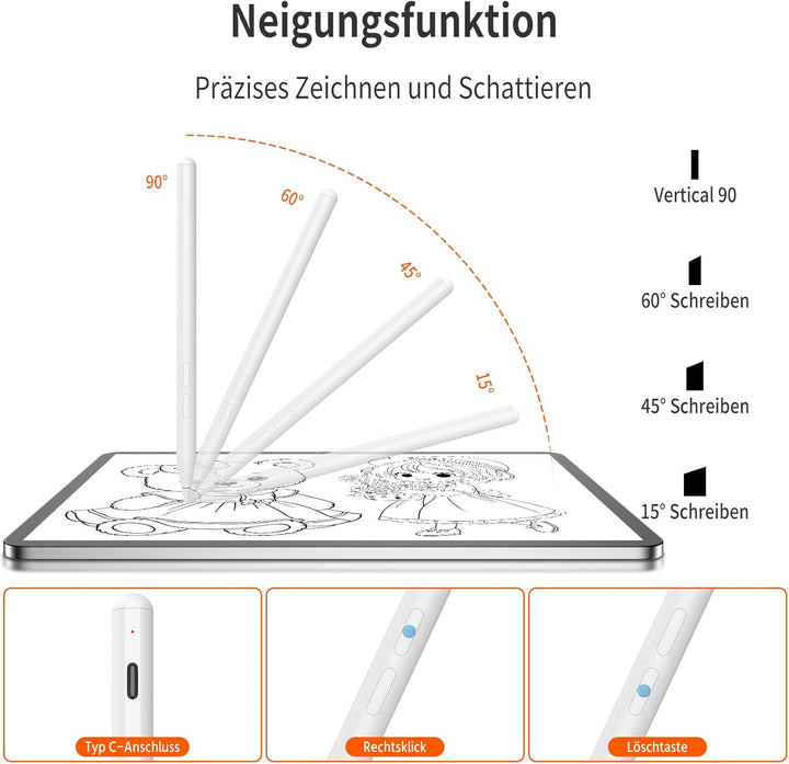 ANYQOO Eingabestift für Surface mit 4096 Druckstufen, Magnetischer Stift mit Handflächenerkennung, W