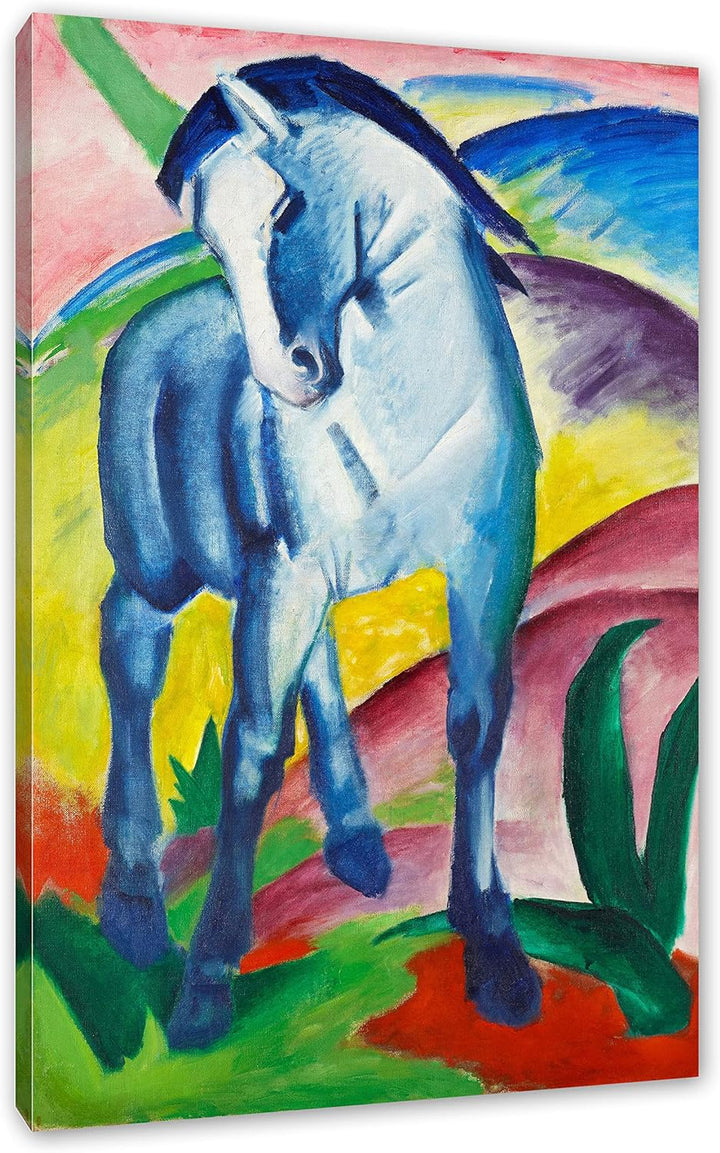 Franz Marc - Blaues Pferd als Leinwandbild / Grösse: 120x80 cm / Wandbild / Kunstdruck / fertig besp