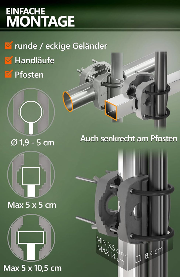4smile Sonnenschirm Balkon SunnyJoy, 3-in-1 SET, Blau - UPF 50+ Sonnenschirm Ø 200 cm + Sonnenschirm