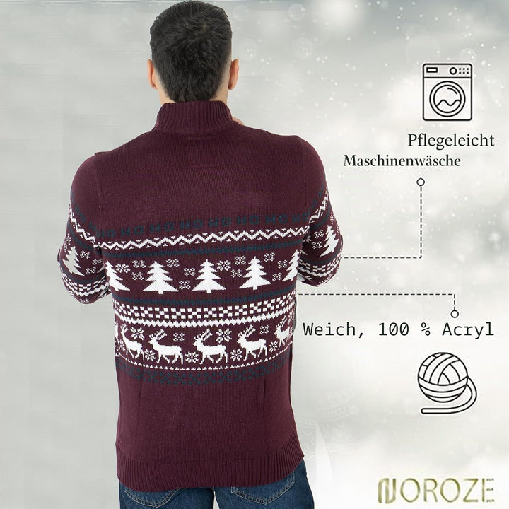 NOROZE Herren Weihnachten Pullover Neuheit Faire Insel Jumper Grobstrick Pulli für Frauen Unisex M B